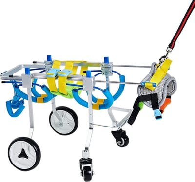 Huisdier Rolstoel - Hondentrolley Hondenwagen - Huisdier Revalidatie - 4 Wielen Aluminium Frame - 2-50 kg - Zilver