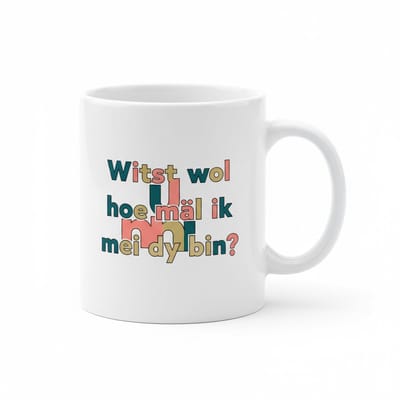 Grappige Friese Dialect Tekst Koffiemok “Witst Wol Hoe Mål Ik Mei Dy Bin?” – Speels Humor Cadeau – 330 ml Keramische Mok