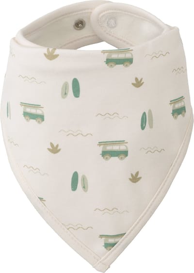 Fresk Bandana voor Baby's Jongens - Slabbetje Met Drukknoop – Zakdoek – Biologisch Katoen Ecru - Surf Boy