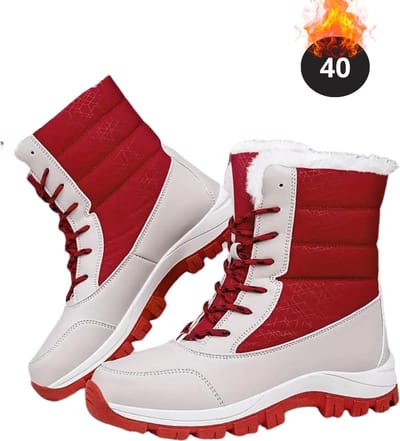Nivard Snowboots - Sneeuwschoenen - Sneeuwboots - Dames - Wintersport - Ski - Skischoenen - Grijs Rood - 40 - Laarzen