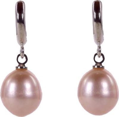 Zoetwater parel oorbellen Pente - oorringen - echte parels - edelstaal - roze - zilver - luxe sieraden zakje - parel oorbellen dames