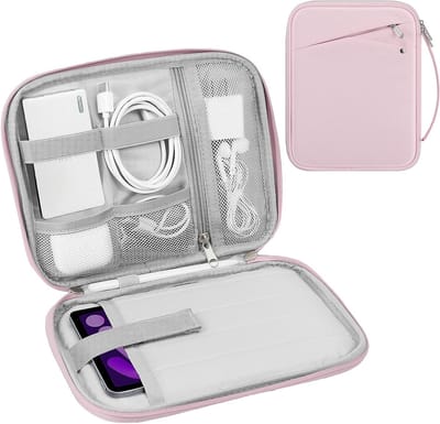 Draagtas voor 7-8 Inch Tablets met Handvat, Gevoerde Beschermende Reiszak voor iPad Mini en Andere Tablets, Roze