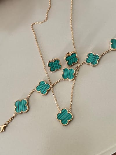 EHH BEAUTY - Groene klaverset - Ketting - Oorbellen - Armband - Luxe sieraden set - klaver - Dames sieraden - Klaver 15 mm