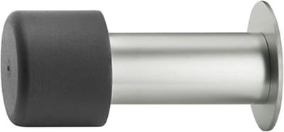 Deurstopper - Muurbevestiging - Deuren Beschermen - Met Rubber Buffer - 90 mm - Zilver