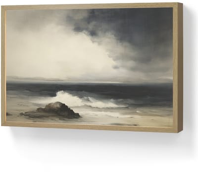 Wandlamp 60x40 cm - Oplaadbaar - Zee - Rotsen - Storm - Wandlampen binnen woonkamer - Slaapkamer lamp - Decoratieve nachtlamp - Vloerlamp draadloos