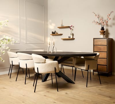 Starfurn - Eettafel Brandy - Zwart - 110x240x76 cm