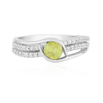 Cavill - 0,492 ct Sfeen ring - 925 Sterling zilver platina verguld - 34 briljante Zirkonia - Elegante ronde ring met Madagaskar edelsteen