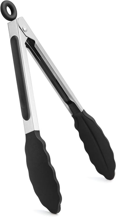 18 cm Grilltangen voor Koken en Grillen - Hittebestendig, RVS en Siliconen, Perfect voor Vlees en Noodles