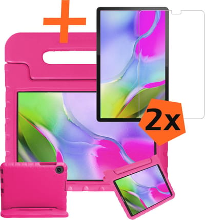 Hoesje - Geschikt voor Samsung Galaxy Tab A 10.1 (2019) - Met 2x Screenprotector - Kinderhoes Shockproof Bumper - Kidsproof Case - Tablet Hoes - Kinder Hoes Cover - Roze