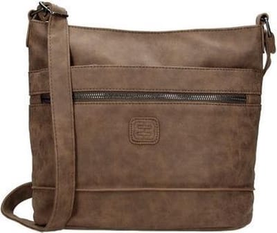 Enrico Benetti Toulouse Omhang Schoudertas Bruin Ritsvakken Trendy Tas