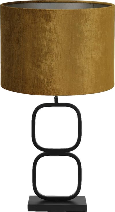 Light & Living Tafellamp Lutika/Gemstone - Zwart/Goud - Ø30x67cm - Tafellamp met kap