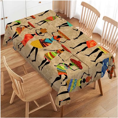 Afrikaanse Vrouw Etnische Stijl Rechthoekige Tafelkleed Keuken Eetkamer Decor Herbruikbaar Waterdicht Tafelkleed Bruiloft Feest Decoraties 90x140cm