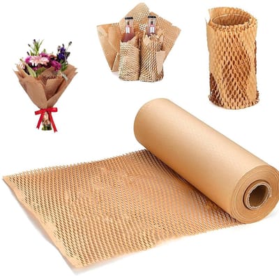 Dailygoods- Honingraatpapier 30 cm x 30 m - Bruin - Schokbestendig - Vulmateriaal - Verpakking - Ruimtebesparend - Verpakkingspapier