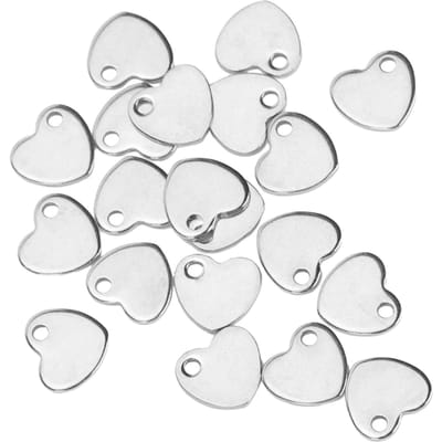 20 stuks DIY Hartvormige Hanger Roestvrij Staal Hanger met Gat Sieraden Maken Accessoire(Staalkleur 6,5 x 7 mm) white