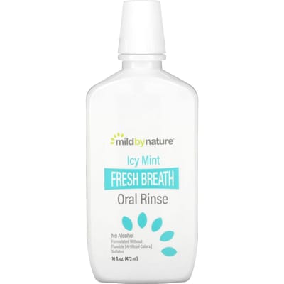 Mild By Nature, Fresh Breath Mouthwash, Alcohol-Free, Icy Mint, 16 fl oz (473 ml) white