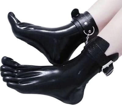 Latex sokken met beenboeien - Vastbinden - BDSM - Zwart - One size
