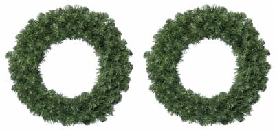 Everlands Kerstkrans - 2x stuks - groen - 35cm - kerstversiering - dennenkrans - deurkrans - kerstversiering