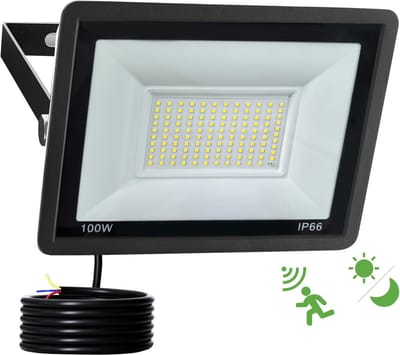 LED Schijnwerper Buiten - Veiligheidslicht Spot - Tuin Verlichten - Bewegingsmelder Radarsensor - 100W 10000 Lumen - Koud Wit