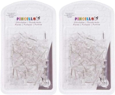 Pincello Punaises/pushpins - 120x - transparant - voor prikbord/memobord