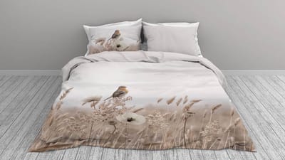 Snoozing White Poppy Dekbedovertrek - Eenpersoons - 140x200/220 cm - Grijs
