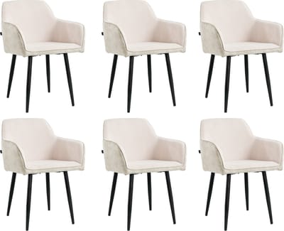Lina® Tony Eetkamerstoel - Beige - Set van 6 - Ribstof