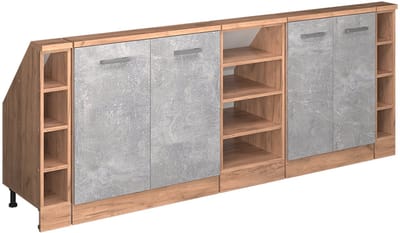 Vicco R-Line Keukenkast voor schuine wand – 210 cm Set van 5 Beton/gouden eik