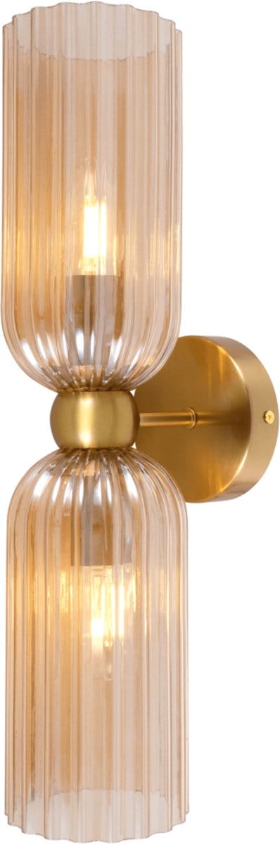 Kosilum - Leonora - Wandlamp - Amber en messing - Metaal en glas