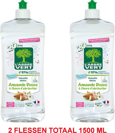 L'Arbre Vert Handwasmiddel Zoete Amandel/Abrikozenbloesem Hypoallergeen, (1 = 750 ml)