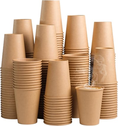 Kartonnen Koffiebeker 240 ml 8oz bruin - 50 Stuks - wegwerp papieren bekers karton – drank bekers – drinkbekers- koffie beker – wegwerpbeker – Koffiekopjes – Koffiemokken - Warme en Koude Dranken - milieuvriendelijk