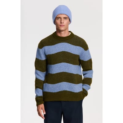 Shiwi Pike Relaxed Fit Wave Pullover Green Blue Wave Größe: S | Pullover Outlet | Herren | Blau