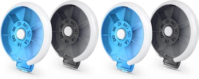Pillendoosjes - Medicijndoosje voor 7 dagen - Pak van 2 - Pillendoosje 7 Dagen - Kleine Pillendoos - Kleine Medicijndoosje 7 Dagen Tabletten - On the Go Round - Blauw & Zwart