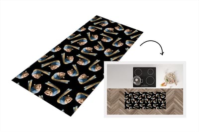 Keukenloper - Loper keuken - Meisje met de parel - Vermeer - Patronen - 120x50 cm - Keukenloper vinyl