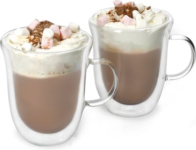 La Cafetière - Chocolademelkglazen - Dubbelwandig Borosilicaatglas - 350ml - Set van 2