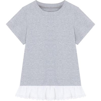 Splicing T-shirt met korte mouwen Dames Zomer Slim-fit en Dun Studenten Top XXL gray