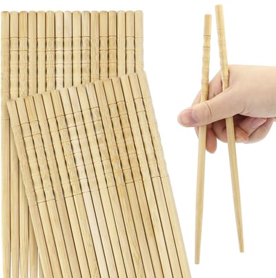 Dailygoods- Essstäbchen 16 Paar - Houten Eetstokjes - Antislip - Geschikt voor Gezinnen - Vaatwasserbestendig - Natuurlijke Houtkwaliteit - 25,5 x 21 x 2,2 cm