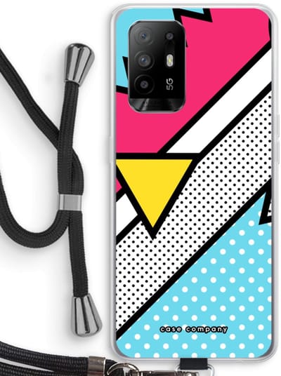 Case Company® - Hoesje met koord geschikt voor Oppo A94 5G hoesje met Koord - Pop Art #3 - Telefoonhoesje met Zwart Koord - Bescherming aan alle Kanten en Over de Schermrand