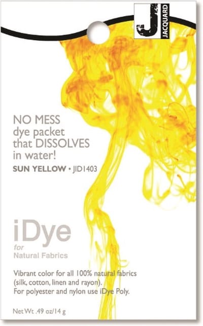 Jacquard textielverf iDye Natural 14 gr zonnegeel voor katoen en zijde.