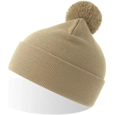 Atlantis Headwear - Wind-S Beanie with Pompom - Beige - One Size