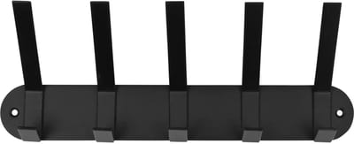 Benson Kapstok - zwart - metaal - 5 haken - wandkapstok - 30 cm - incl bevestigingsmateriaal