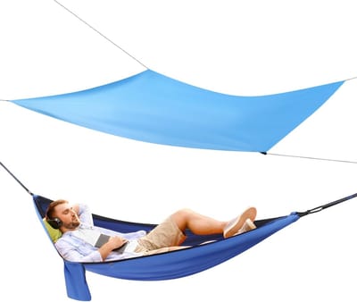 Draagbare Hangmat - Kampeerhangmat - Outdoor Ontspanning - Inclusief Muggennet - 2.9 x 1.4 Meter - Blauw