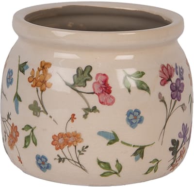 Keramiek Bloempot voor Binnen – Kleurrijke Bloemen – Rustieke Pot – Ø 12 cm – Bloemenmotief