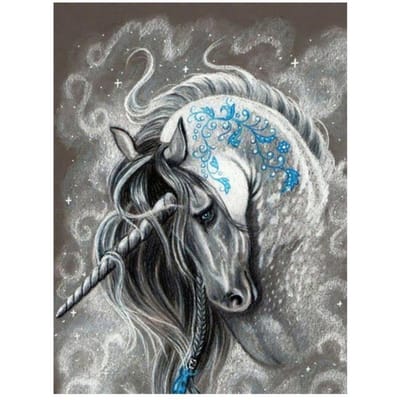 Witte Eenhoorn Diamond Painting dier Paard Ronde Volledige Boor 5D DIY Kruissteek 20X30CM gray