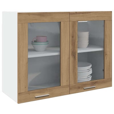 vidaXL - Bovenkast - Lyon - 80x31x60 - cm - bewerkt - hout - artisanaal - eikenkleurig