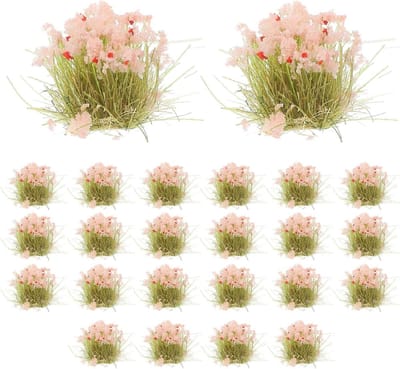 Kunstgras Clusters - Miniatuur Gras - Landschap Decoratie - Realistische Details - 11 x 5.5 cm - Roze