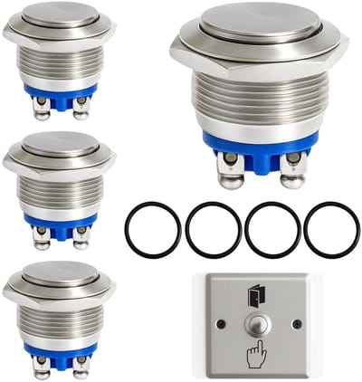 Drukknop Schakelaar - Momentknop Deurbel - Schakelen Apparaten - IP65 Waterdicht RVS - 19 mm - Zilver