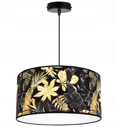 Light-Home Gold Flowers – Hanglamp – 1-lichts – Zwart – Gouden bloemen – Hoogte verstelbaar