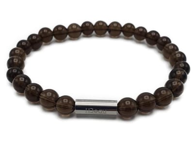 H-Beau - Handgemaakte Armband van Edelstenen - Natuurstenen - Rookkwarts kralen - RVS Kraal - 8mm - lengte 21cm - Gepolijst – Transparant - Bruin - Heren - Unisex - Sterrenbeeld - Horoscoop - Stier - Steenbok