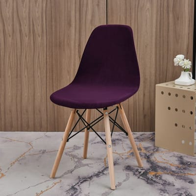 Fluwelen Schelp Stoelhoes Effen Kleur Stretch Scandinavische Ronde Stoelhoezen Elastische Eetkamer Stoelhoes Thuis Hotel Feest Banket 1pc black