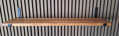 Hoexs - AcaciaHout - 80 cm - Metalen Plankdragers Zwart - Industrieel - Wandplank - Decoratie - Keukenplank