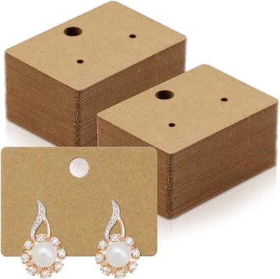 Kraft Papier Oorbellen Presentatiekaarten - 100 Stuks, Hanglabels voor Sieraden, Bruine Oorbellenkaarten voor Verkoop (1.8 x 1.3 inch)